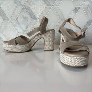 Nero Giardini Sz 39 9 Suede Criss Cross Strap Block Heel Sandal Sandali Donna